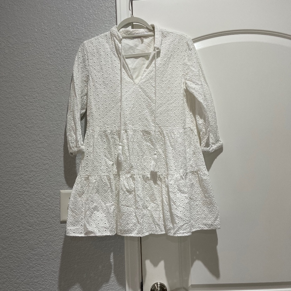 Harper Wren White Eyelet Lace Mini Dress